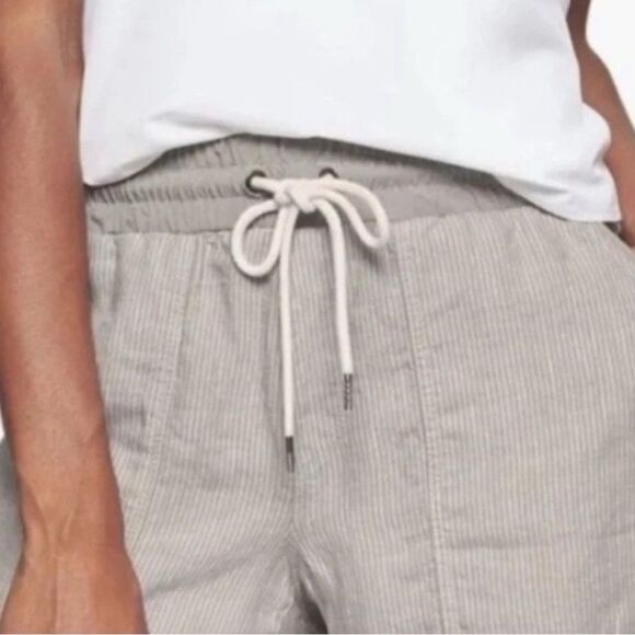 Athleta Bali Striped Linen Straight Leg Elastic waistband  Size 8 - Picture 2 of 6